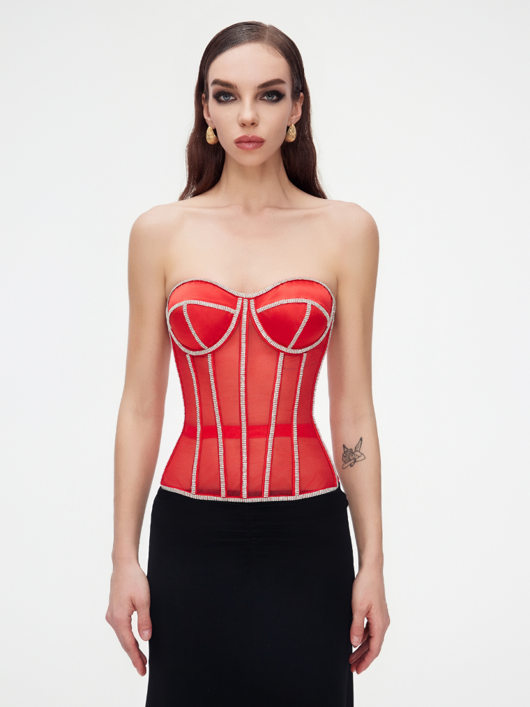 Secret form bra with rhinestones red 4