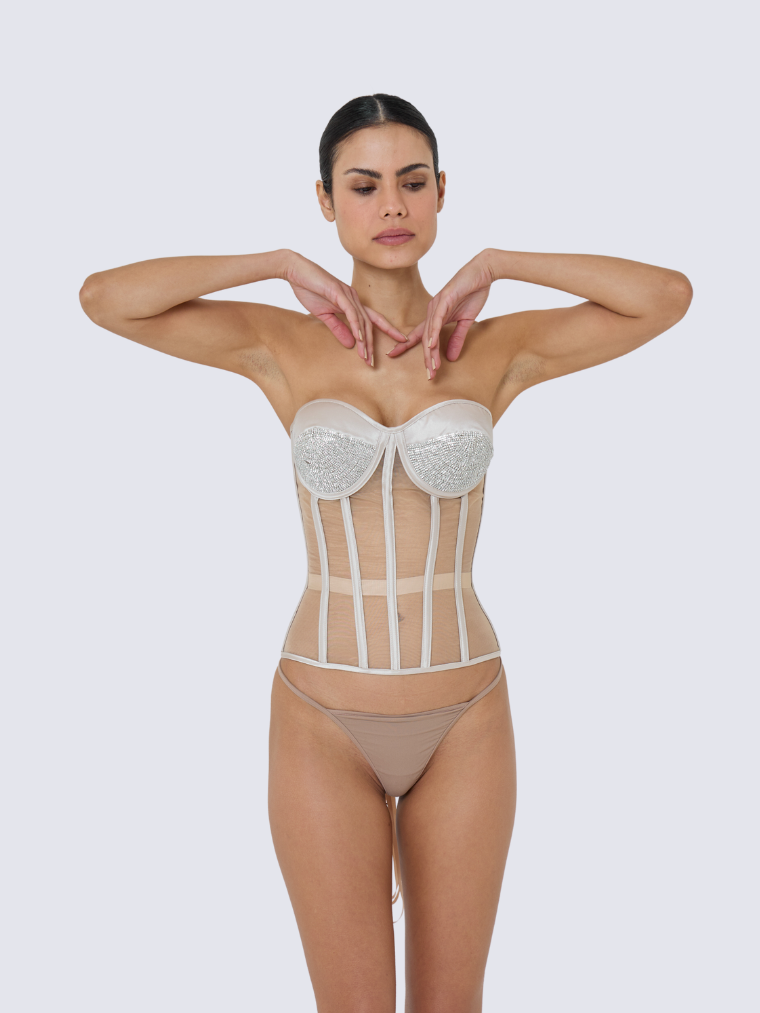 Temptation rhinestones beige 3